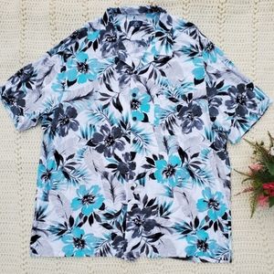 George Men’s Tropical Hawaiian Shirt Size 2XL white Torquise, black, gray color